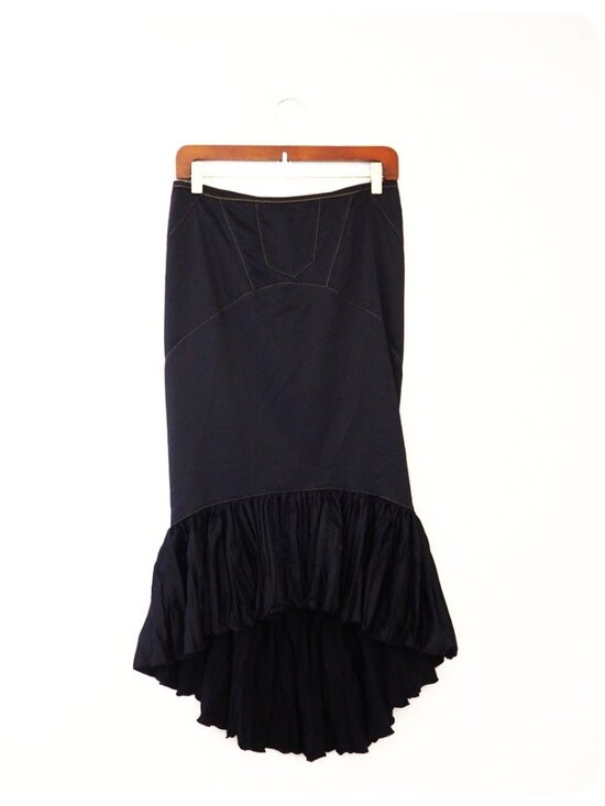 Just Cavalli Dresses & Skirts - Vintage Roberto Just Cavalli Black Satin Ruffle Trim Skirt sz 42